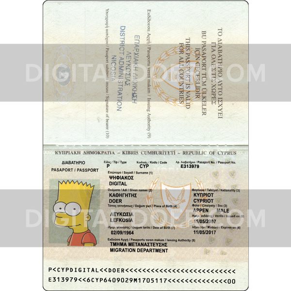 Cyprus Passport Template PSD