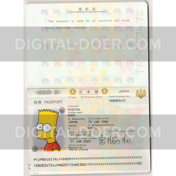 Japan Passport Template PSD