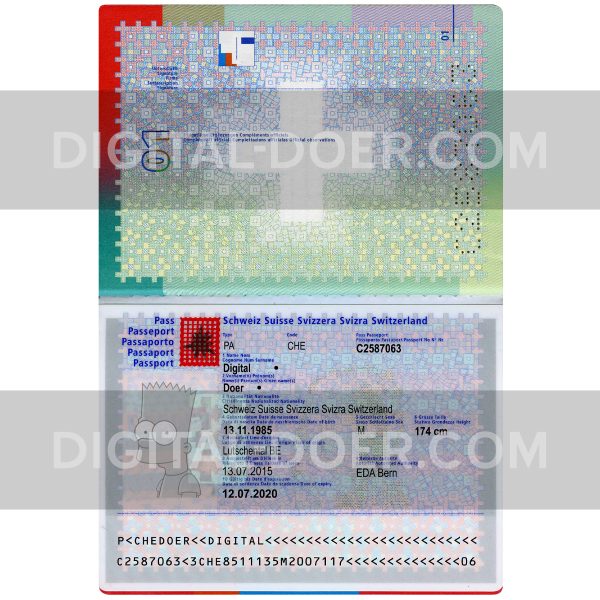 Switzerland Passport Template PSD