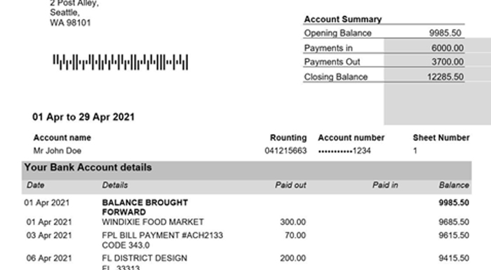 Bank statement editable psd templates