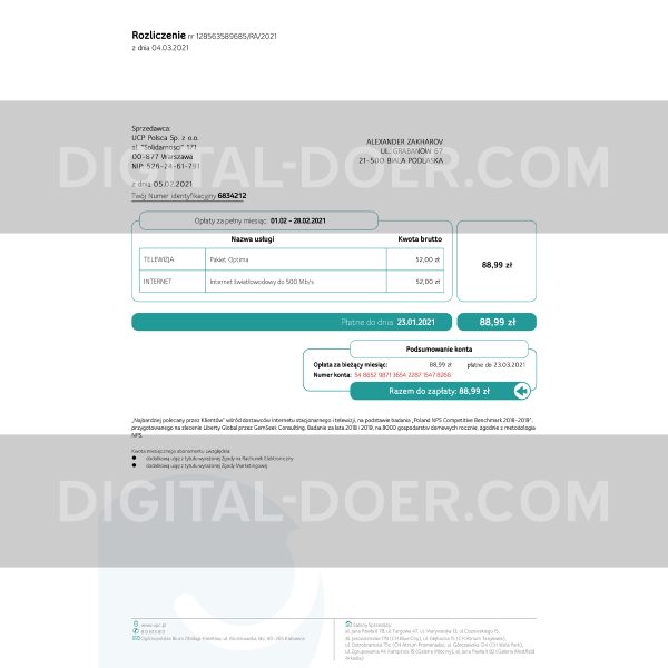 Poland Utility Bill Template PSD